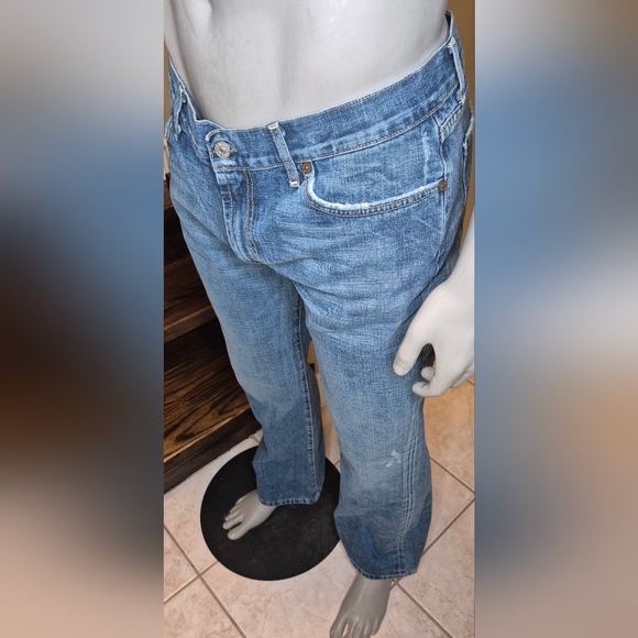 7 For All Mankind Men's Light Blue Bootcut Jeans - Picture 6 of 11